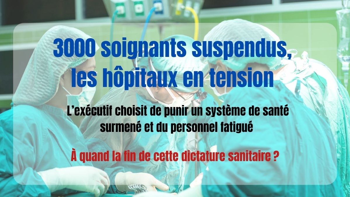 Read more about the article 3000 soignants suspendus, hôpitaux en tension !